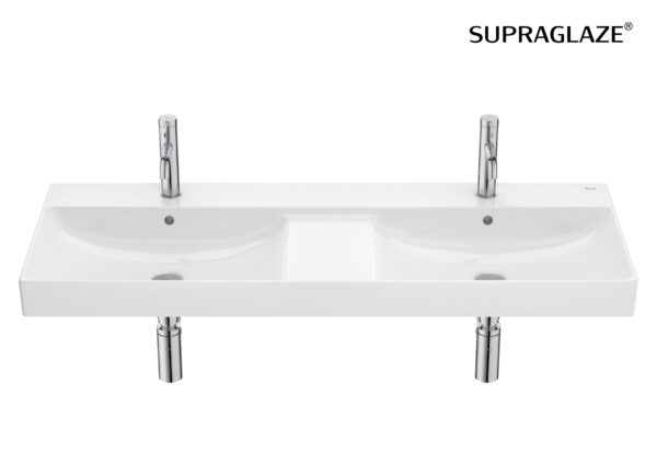 ROCA ONA Umywalka ścienna podwójna FINECERAMIC® SUPERGLAZE A32768BS00