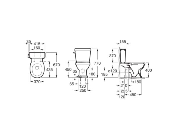 ROCA CARMEN Miska WC Rimless do kompaktu o/podwójny A3420A7000 - obrazek 2