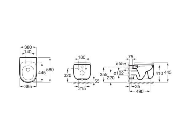 ROCA BEYOND Miska WC podwieszana Rimless BEŻOWY A3460B7650 - obrazek 2