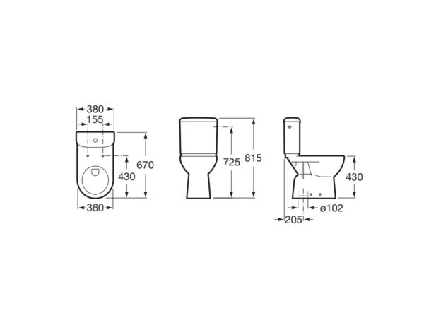 ROCA VICTORIA Miska WC (wysokość 43 cm) o/pionowy do kompaktu WC A342237000 - obrazek 2