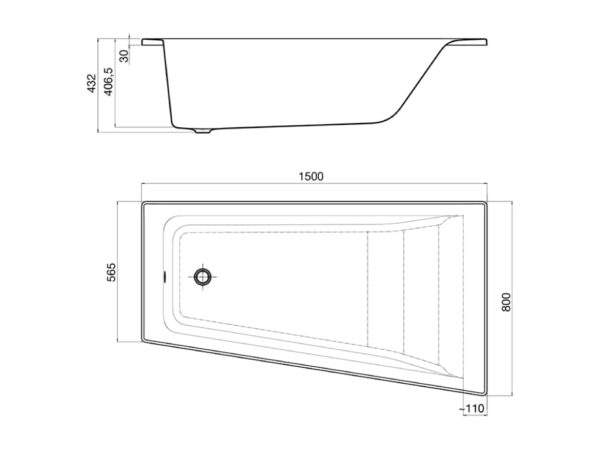 ROCA EASY Asymetryczna narożna wanna akrylowa 1500X800  z hydromasażem Smart WaterAir Plus Opcja (Prawa) A24T279000 - obrazek 2