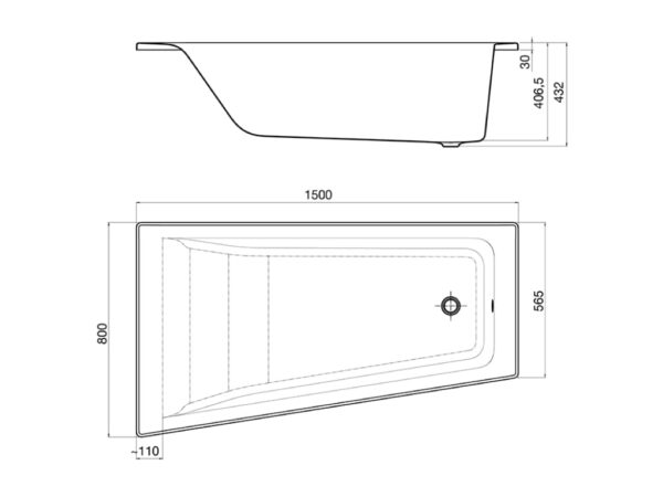 ROCA EASY Asymetryczna narożna wanna akrylowa 1500X800 z hydromasażem Smart WaterAir Plus Opcja (Lewa) A24T286000 - obrazek 2
