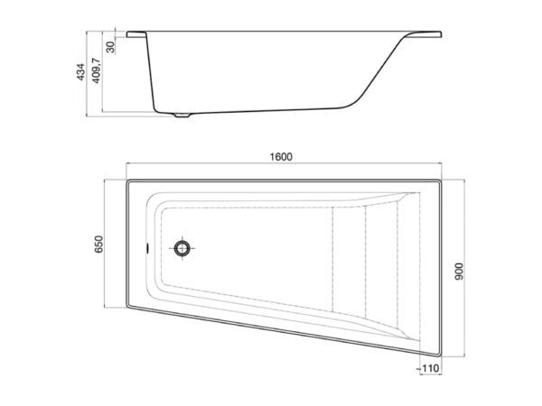 ROCA EASY Asymetryczna narożna wanna akrylowa 1600X900 z hydromasażem Smart WaterAir Plus Opcja (Prawa) A24T293000 - obrazek 2