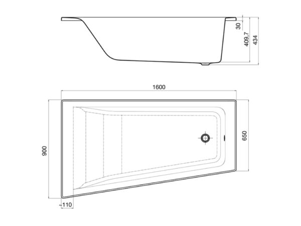 ROCA EASY Asymetryczna narożna wanna akrylowa z hydromasażem 1600X900 Effects Gold Opcja (Lewa) A24T302000 - obrazek 2