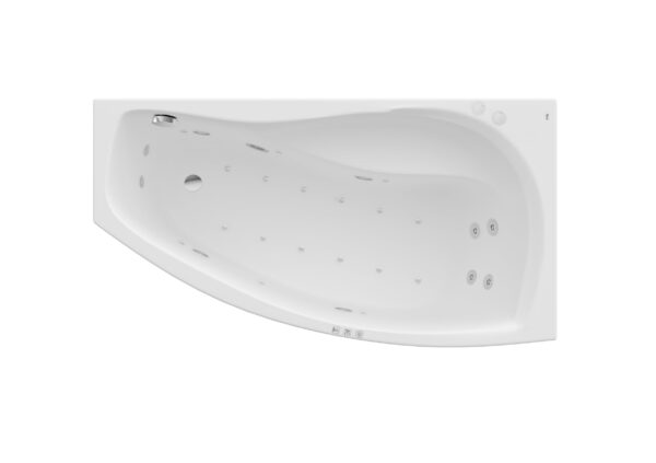 ROCA NICOLE Asymetryczna narożna wanna akrylowa 1400X750 (Prawa) z hydromasażem Smart WaterAir Plus A24T117000