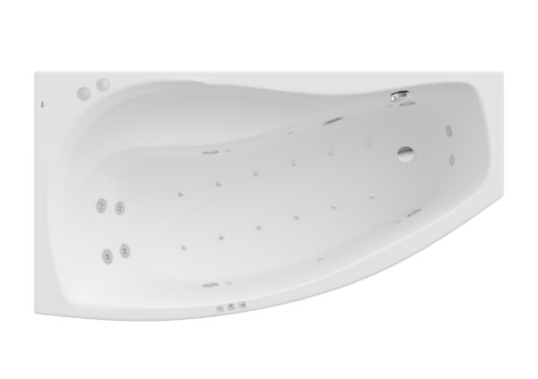 ROCA NICOLE Asymetryczna narożna wanna akrylowa 1500X800 (Lewa) z hydromasażem Smart WaterAir Plus A24T125000