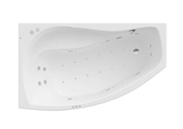 ROCA NICOLE Asymetryczna narożna wanna akrylowa (Lewa)1600X950 z hydromasażem Smart WaterAir Plus A24T173000