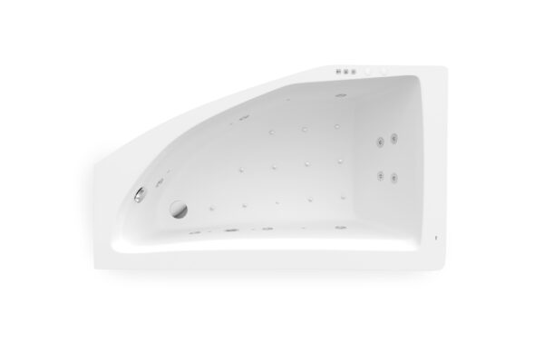 ROCA AQUAMARINA Asymetryczna narożna wanna akrylowa 1750X1000 (Lewa) z hydromasażem Smart WaterAir Plus A24T237000