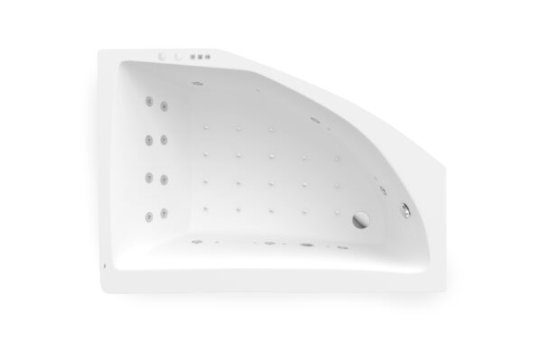 ROCA AQUAMARINA Asymetryczna narożna wanna akrylowa 1750X1200 (Prawa) z hydromasażem Smart WaterAir Plus A24T259000
