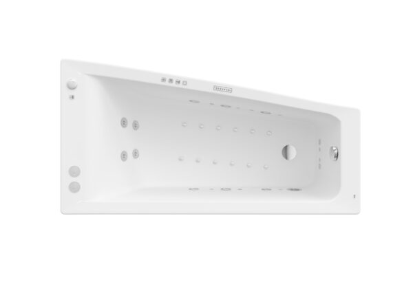 ROCA EASY Asymetryczna narożna wanna akrylowa 1500X800 z hydromasażem Effects Gold Opcja (Prawa) A24T281000