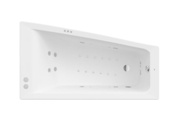 ROCA EASY Asymetryczna narożna wanna akrylowa 1600X900 z hydromasażem Smart WaterAir Plus Opcja (Prawa) A24T293000