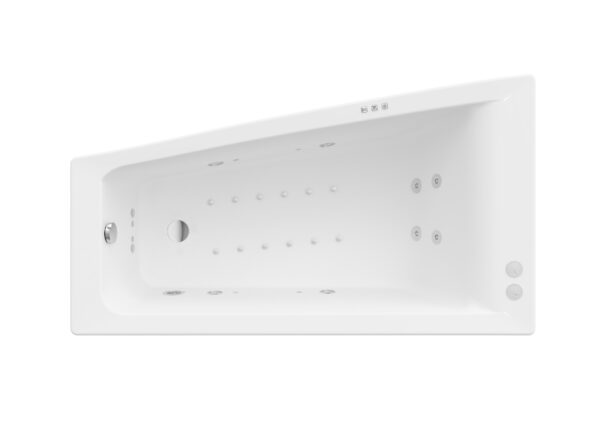 ROCA EASY Asymetryczna narożna wanna akrylowa 1600X900 z hydromasażem Smart WaterAir Plus Opcja (Lewa) A24T300000