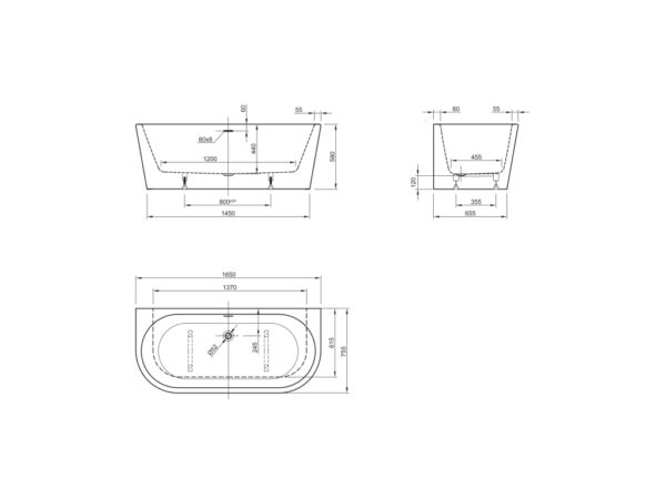 ROCA ETERNITY Przyścienna wanna akrylowa z syfonem 1650X755 (typu "klick") A24T453000 - obrazek 2