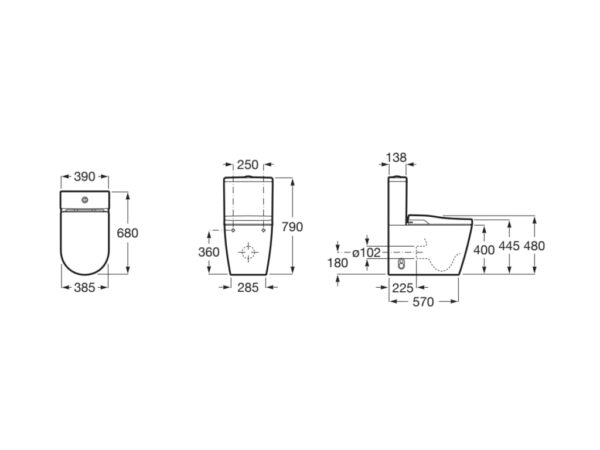 ROCA INSPIRA In-Wash® - toaleta myjąca typu kompakt, bezkołnierzowa - Rimless, zasilanie 230V A80306L001 - obrazek 4