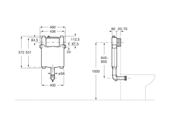 ROCA BASIC TANK ONE COMPACT - Zbiornik podtynkowy do misek wc stojących A890070200 - obrazek 2