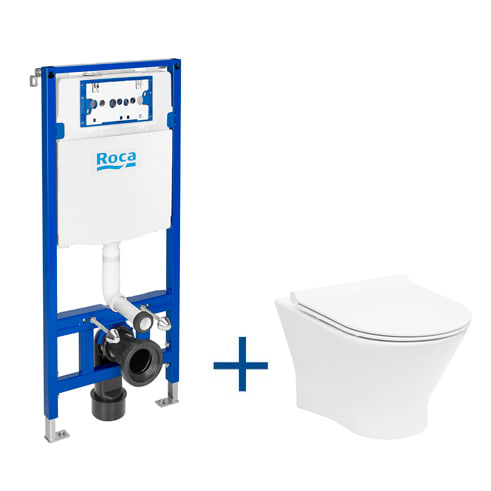 ROCA NEXO Zestaw podtynkowy DUPLO ONE + miska WC podwieszana NEXO RIMLESS z deską SLIM A893104460