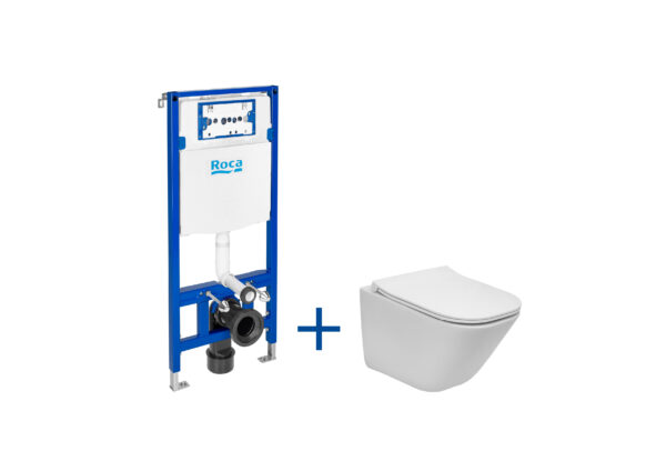 ROCA GAP Zestaw podtynkowy DUPLO ONE + miska WC podwieszana GAP SQUARE COMPACTO RIMLESS z deską SLIM A893104510
