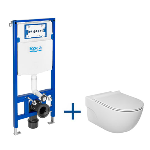 ROCA MERIDIAN Zestaw podtynkowy DUPLO ONE + miska WC podwieszana MERIDIAN RIMLESS z deską SLIM A893104520
