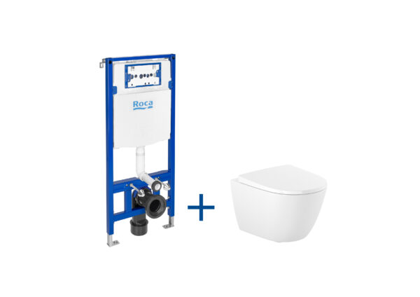 ROCA ONA Zestaw podtynkowy DUPLO ONE + miska WC podwieszana ONA RIMLESS COMPACTO z deską A893106400