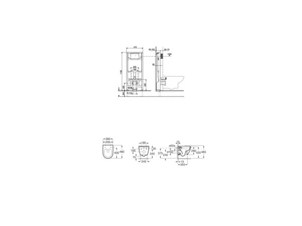 ROCA ONA Zestaw podtynkowy DUPLO ONE + miska WC podwieszana ONA RIMLESS COMPACTO z deską A893106400 - obrazek 2