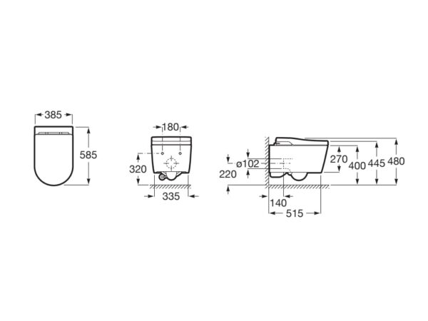 ROCA INSPIRA Toaleta myjąca podwieszana In-Wash® In-Tank® RIMLESS z deską myjącą oraz zintegrowanym zbiornikiem na wodę A803094001 - obrazek 2