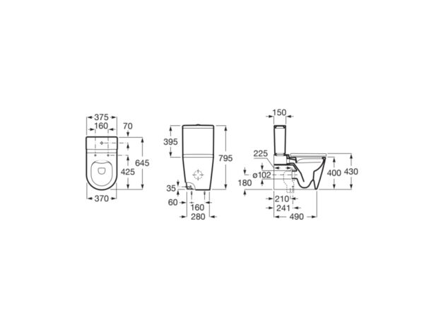 ROCA INSPIRA ROUND - Miska WC do kompaktu Rimless o/podwójny PERŁOWY  A342526630 - obrazek 2
