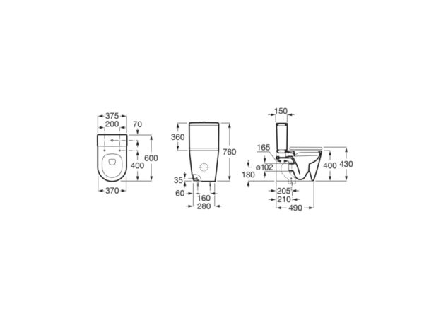 ROCA INSPIRA Miska WC o/podwójny do kompaktu WC Round Rimless CAFE A342529660 - obrazek 2