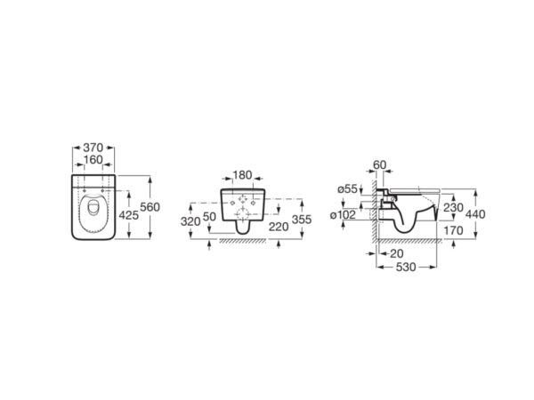 ROCA INSPIRA Miska WC podwieszana Rimless Square ONYKS A346537640 - obrazek 2