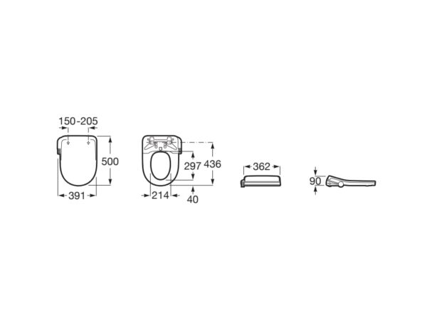 ROCA Multiclean® M4 Round - Deska myjąca z funkcją bidetu, przyłącza boczne A804054001 - obrazek 2