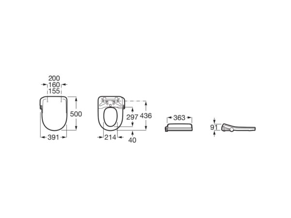 ROCA Multiclean® M4 Round - Deska myjąca z funkcją bidetu, podgrzewane siedzisko, przyłącza boczne A804054S01 - obrazek 2