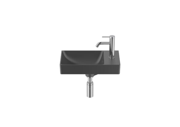 ROCA ONA Mała umywalka ścienna 45 cm Compacto FINECERAMIC® CZARNY MAT A327681080