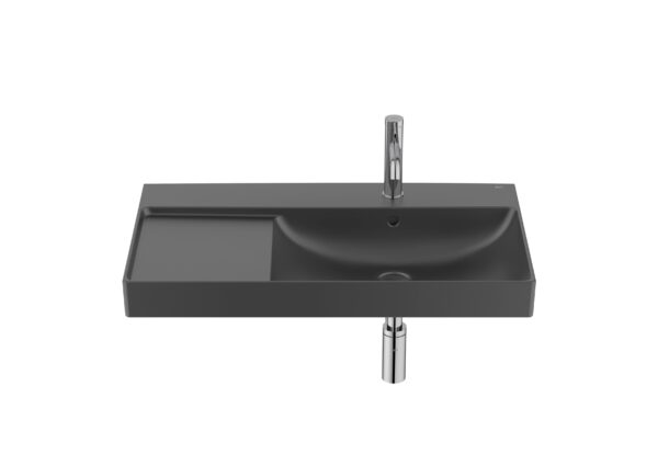 ROCA ONA Umywalka ścienna prawa FINECERAMIC® CZARNY MAT 800 x 460 A327688080