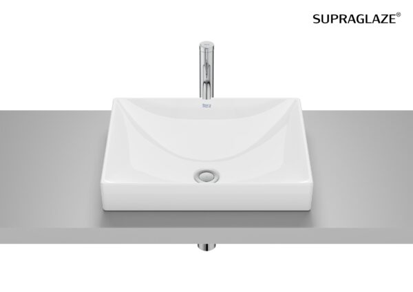 ROCA ONA Umywalka blatowa prostokątna bez otworu na baterię,500 x 380 FINECERAMIC® SUPERGLAZE A32768KS00