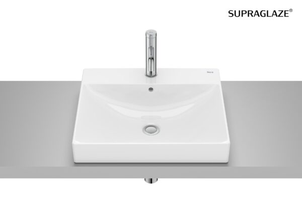 ROCA ONA Umywalka blatowa prostokątna z otworem na baterię, FINECERAMIC® SUPERGLAZE A32768LS00