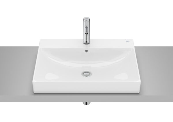ROCA ONA Umywalka blatowa prostokątna z otworem na baterię, FINECERAMIC® A32768N000