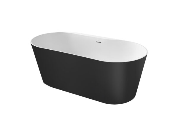 ROCA RAINA Wanna wolnostojąca 159 x 79 cm kompozytowa STONEX® Czarny / Biały A2484660K0