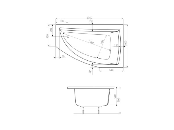 ROCA AQUAMARINA Asymetryczna narożna wanna akrylowa (Prawa) 1750X1000 A24T241000 - obrazek 2