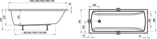 RAVAK Wanna Classic II 140x70 biała CC21000000 - obrazek 3