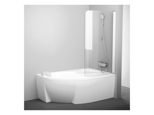 RAVAK Parawan nawannowy CVSK1 ROSA 160/170 P, biała+szkło transparent  7QRS0100Y1