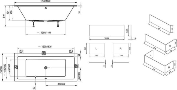 RAVAK Wanna Formy 01 slim 180x80 biała C881300000 - obrazek 4