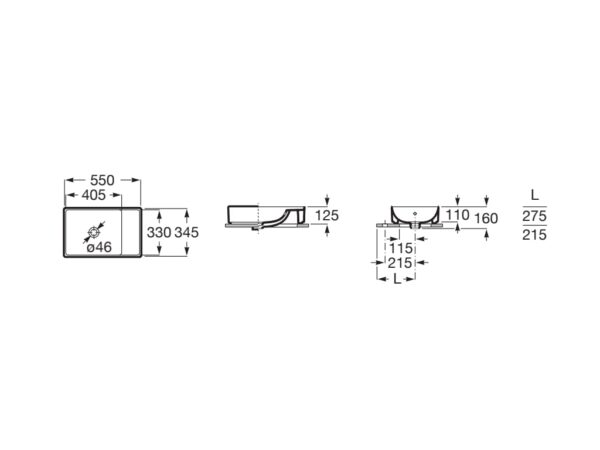 ROCA ONA Umywalka nablatowa Square FINECERAMIC® A32768C000 - obrazek 2