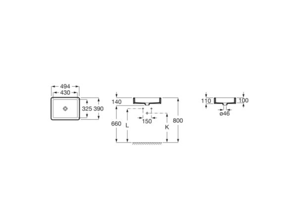 ROCA INSPIRA Umywalka podblatowa Square FINECERAMIC® A327536000 - obrazek 2