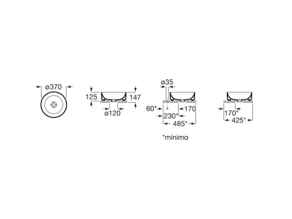 ROCA ONA Umywalka nablatowa Round FINECERAMIC® A32768J000 - obrazek 2