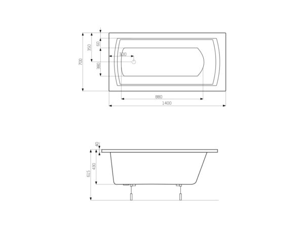 ROCA LINEA Prostokątna wanna akrylowa z hydromasażem Smart WaterAir Plus A24T006000 - obrazek 2