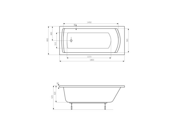 ROCA LINEA Prostokątna wanna akrylowa 1800 x 800 z hydromasażem Effects Gold Opcja A24T064000 - obrazek 2