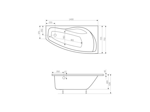 ROCA NICOLE Asymetryczna narożna wanna akrylowa 1400X750 (Prawa) z hydromasażem Smart WaterAir Plus A24T117000 - obrazek 2
