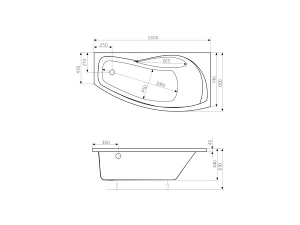 ROCA NICOLE Asymetryczna narożna wanna akrylowa (Prawa) z hydromasażem Smart WaterAir Plus A24T165000 - obrazek 2