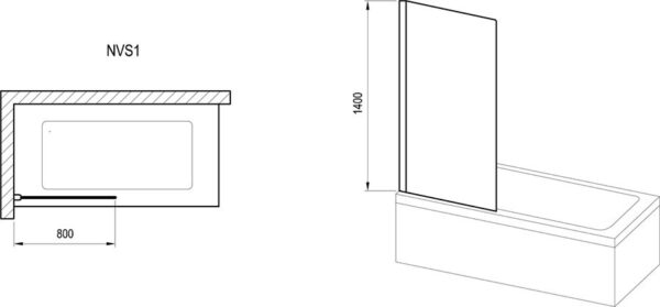 RAVAK Parawan nawannowy BVS2 100 P, chrom+szkło transparent (w komplecie z B SET) 7UPA0A00Z1SET - obrazek 2
