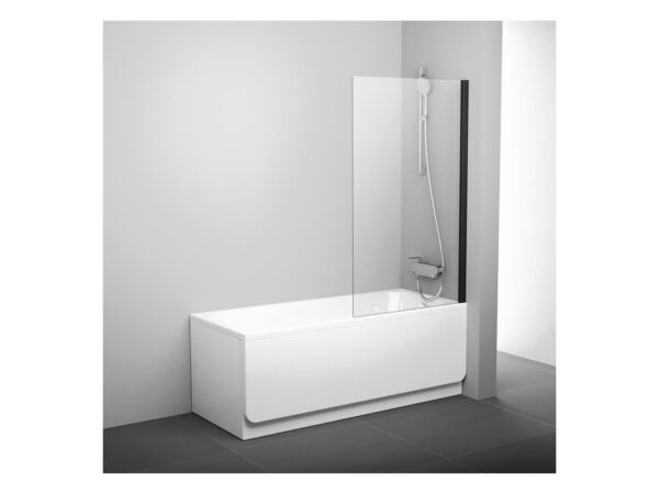 RAVAK Ścianka wannowa PVS1 80, czarna+szkło transparent 79840300Z1