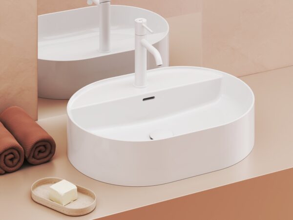RAVAK Umywalka ceramiczna Ceramic Slim Shelf O 55, biała XJX01155003